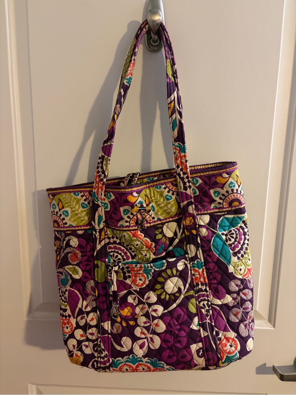 Vera Bradley Purple Quilted Floral-Print Shoulder Tote